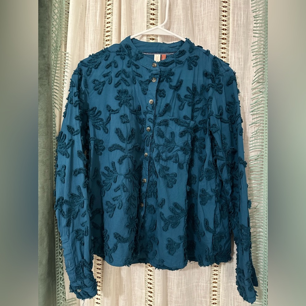 Anthropologie THE WHITNEY TEXTURED TRAPEZE BUTTONDOWN. Size XS. EUC